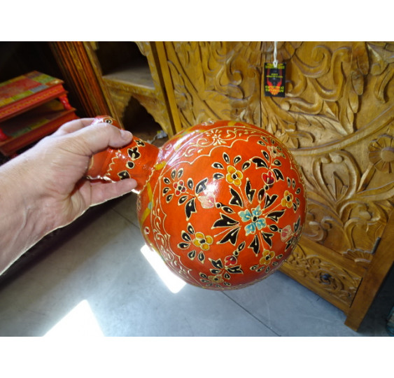 Jarre à eau en métal peinte à la main orange 30 cm