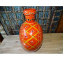 Orange hand painted metal water jar 36 cm