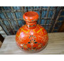 Orange hand painted metal water jar 36 cm