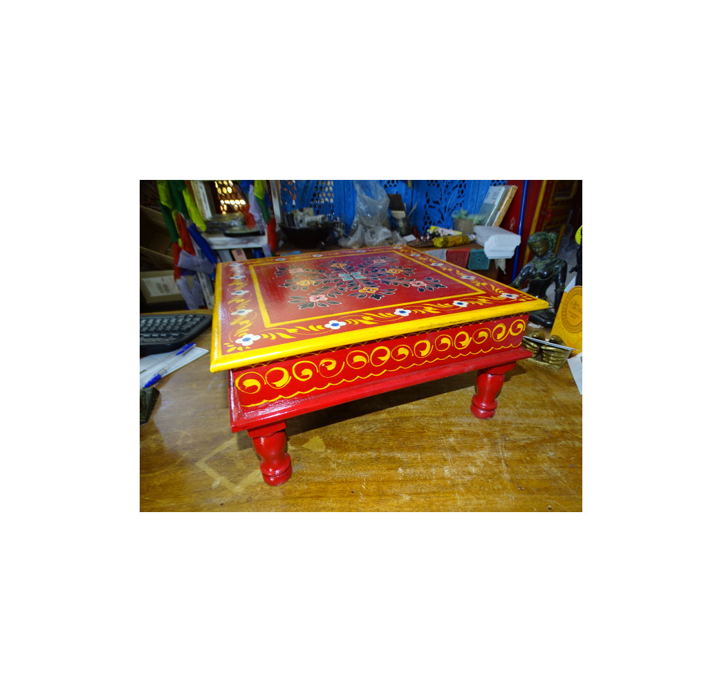 Table à coussin "bazot" en 38x38 cm rouge et fleurs