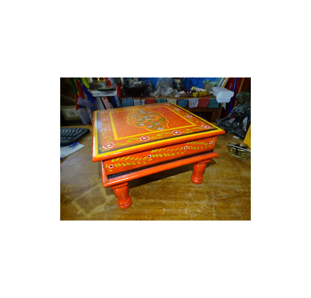 Table à coussin "bazot" en 30x30 cm orange et fleurs