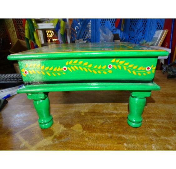 Table à coussin "bazot" en 30x30 cm verte et fleurs