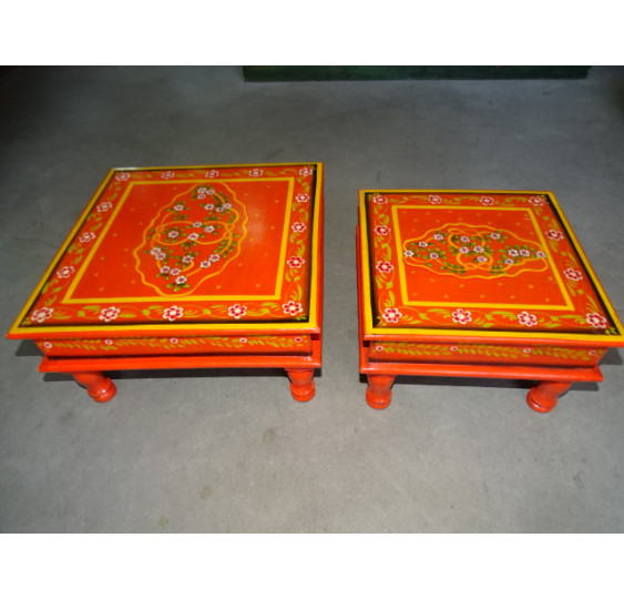 Table à coussin "bazot" en 30x30 cm orange et fleurs