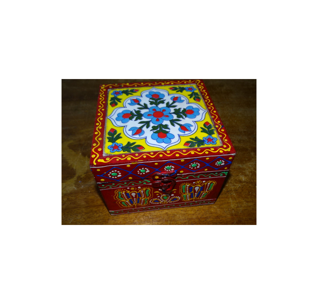Boite carrée avec carrelage multicolore 15x15x11 cm - 3