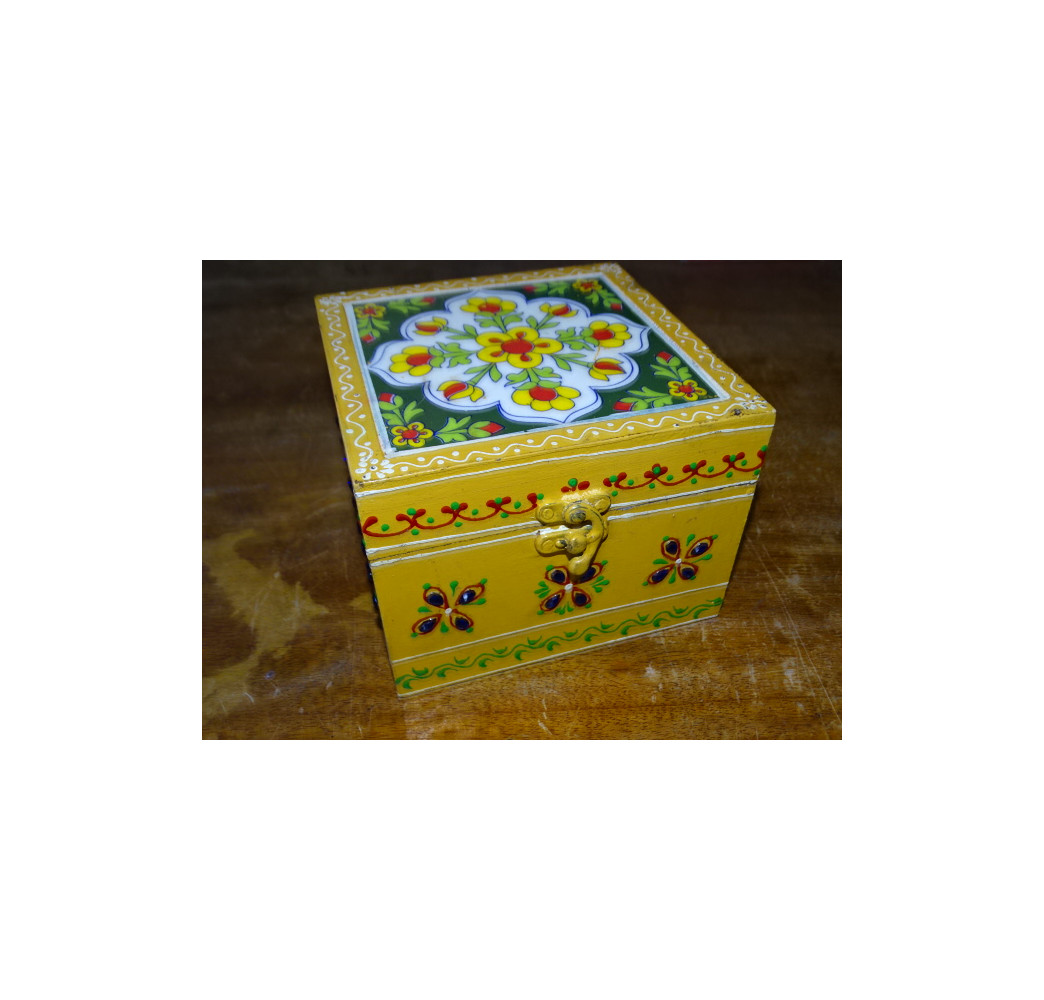 Square box with multicolored tiles 15x15x11 cm - 5