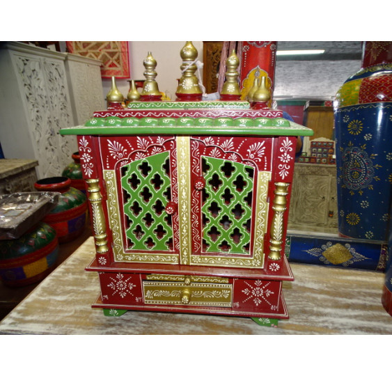 Temple d'intérieur vert et bordeau 44x28x60 cm