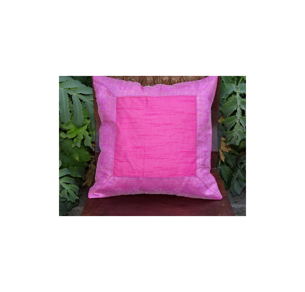pillow cover 60x60 candy pink with brocade border