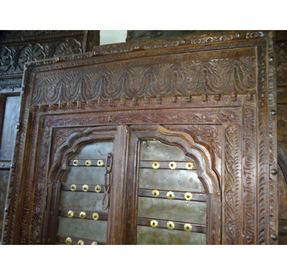Old doors decorated with brass in 105x12x204 cm