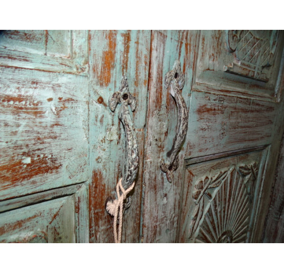 Old turquoise house doors 132x15x209 cm