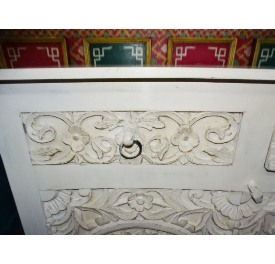 4-door 4-drawer carved white patina sideboard 180x90 cm