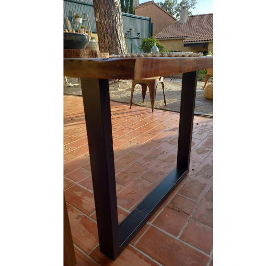 Solid acacia table with non-edged edges 200x90 cm