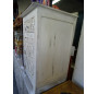 Chevet haut 1 tiroir 1 porte sculptées avec une patine blanc