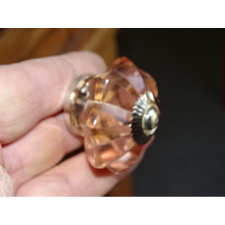 45 mm glass pumpkin button light pink color - silver