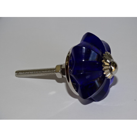 35 mm ultramarine blue glass pumpkin button - silver