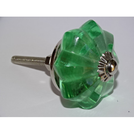45 mm glass pumpkin button light green color - silver