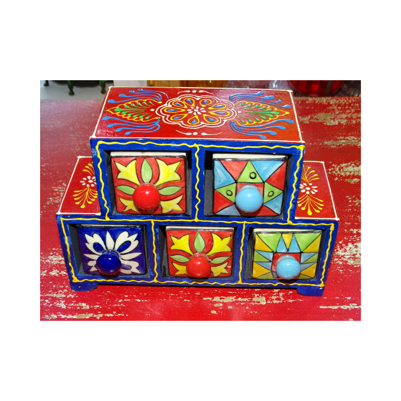 Tea or spices box 5 ceramic drawers N ° 2