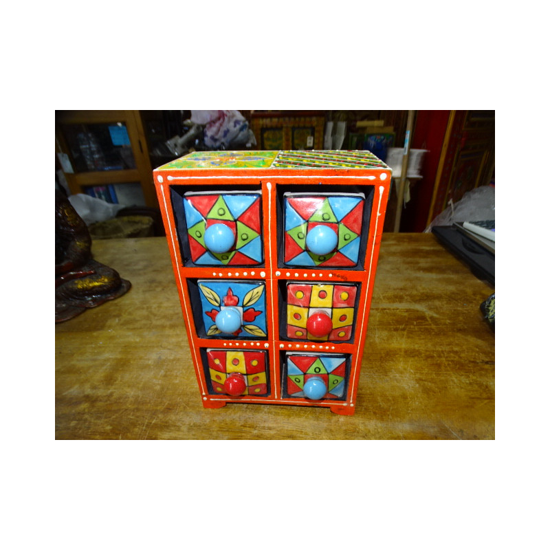 Vertical tea or spices box 6 ceramic drawers N ° 10