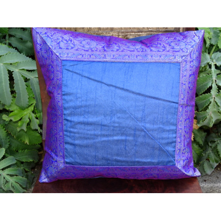 cushion cover 40x40 Taffeta blue with brocade edge