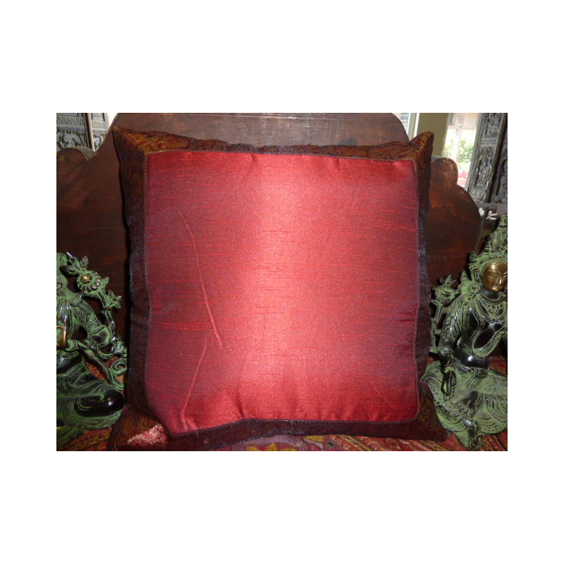 cushion cover 40x40 bordeaux taffetas border brocade