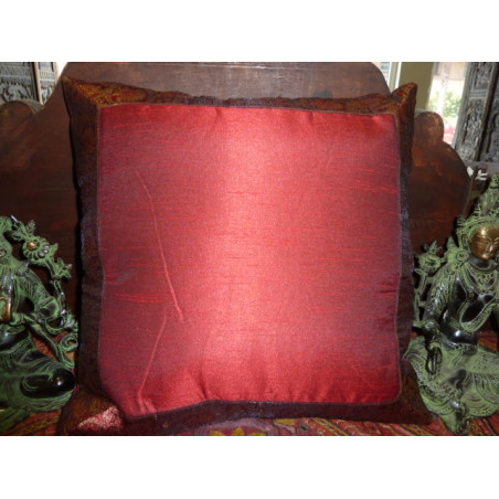 cushion cover 40x40 bordeaux taffetas border brocade
