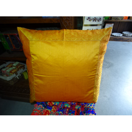 pillow cover 60x60 in orange taffeta and brocade edge