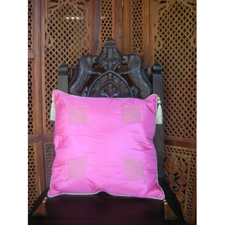 cushion cover leafs golds (pink pink) 40x40