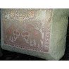 Cushion cover 2 elephants in ecru color with a brocade edge