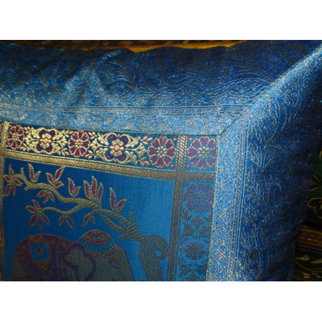 Cushion cover 1 elephant 40x40 cm turquoise brocade edge