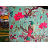 Velvet covers with green bird of paradise in 60X60 cm