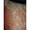 Housse de coussin feuillage brodé 40x40 cm orange