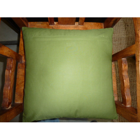 Housse de coussin paon vert bord brocart 40x40 cm
