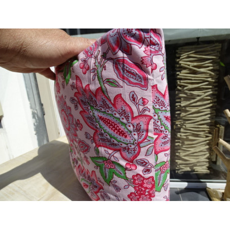 Housse de coussin en 40X40 cm imprimée avec fleurs roses et grises