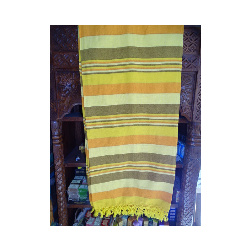 Indian KERALA bed cover in yellow, orange and gray color