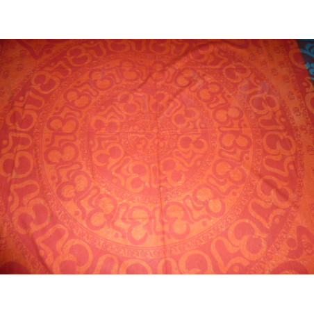 Tenture ronde sanscrit turquoise et orange