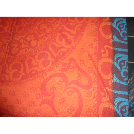 Tenture ronde sanscrit turquoise et orange
