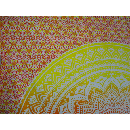 Cotton hanging 220 x 200 cm with orange and yellow lotus flower