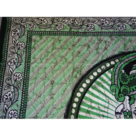 Tenture en coton ou dessus de lit avec Ganesh de couleur verte