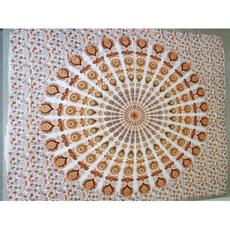 Cotton wall hanging with orange stained glass and cashmeer