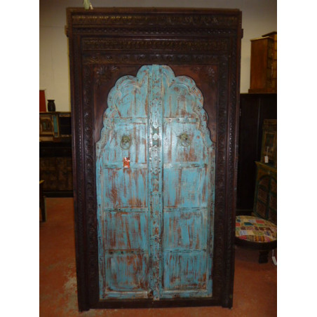 Grande porte arche patine turquoise