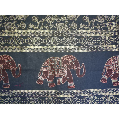 Cotton wall hanging or black bedspread with golden elephants