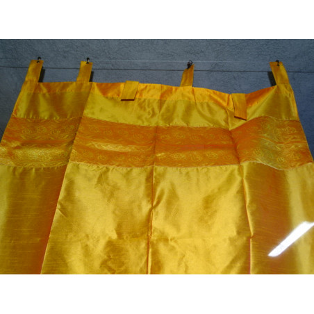 Rideaux taffetas bords brocart orange en 250 x 110 cm