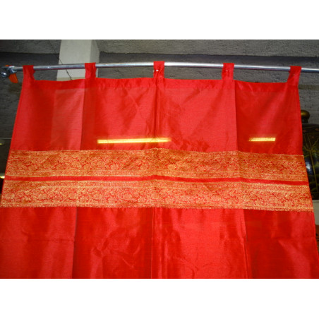 Taffeta curtains with double brocade - red