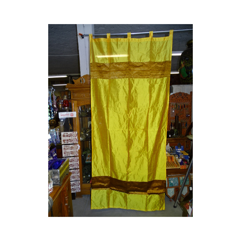 Taffeta curtains with double brocade - yellow