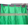 Spring green taffeta curtains with a brocade band