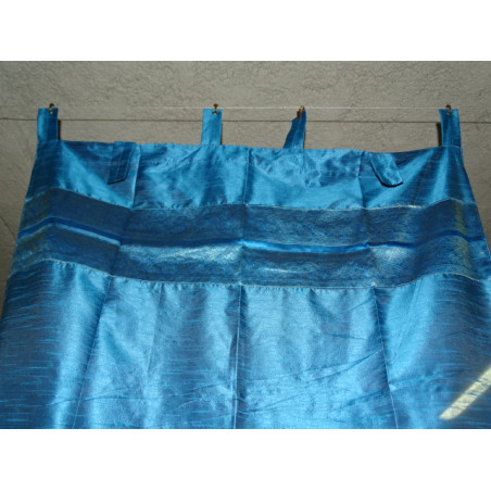 Rideaux taffetas bords brocart couleur turquoise en 250 x 110 cm