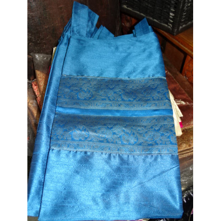 Rideaux taffetas bords brocart couleur turquoise en 250 x 110 cm