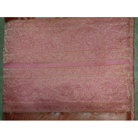 Rideaux voilage et brocart rose en 250x110 cm