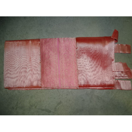 Rideaux voilage et brocart rose en 250x110 cm