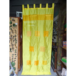 Yellow taffeta curtains...