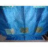 Turquoise taffeta curtains with patchwork strip 250x110 cm